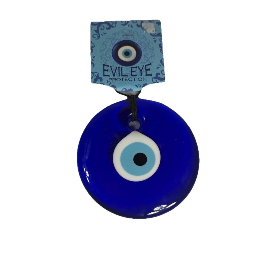 Turkish Blue Glass 4.5" Evil Eye Protection Pendant Wall Hanging NWT New